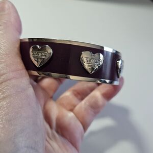 *Sale* Coach silver tone and burgundy bangle bracelet
